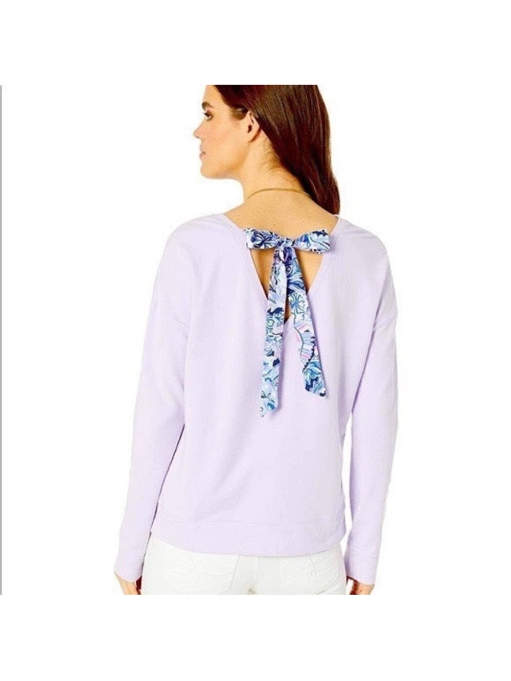 Lilly Pulitzer Lavender Dillon Long-Sleeve Pullover Multi Color Tieback